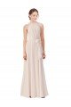Tie Neck Long Chiffon A-Line Bridesmaid Dress with Sheer Back