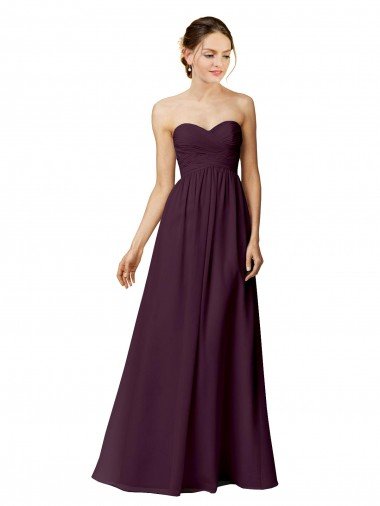 Shop Strapless Chiffon Bridesmaid Dress with Criss Cross Shirred Bodice London