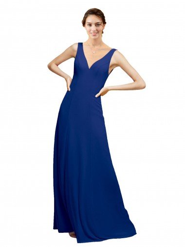 Shop V-Neck Sheath Chiffon Bridesmaid Dress with V-Back London