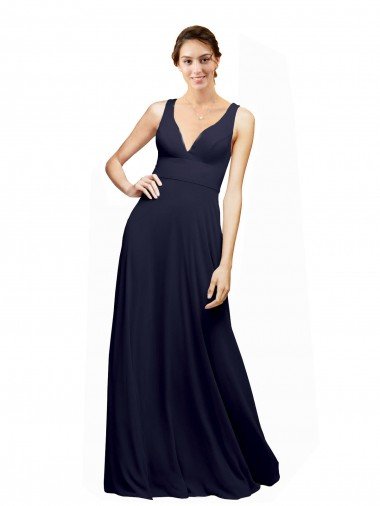 Shop Open Back Long Chiffon Bridesmaid Dress with Plunging V-Neck Bodice London