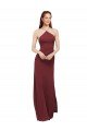 High Halter Neck Long Chiffon Bridesmaid Dress with Low Scoop Back