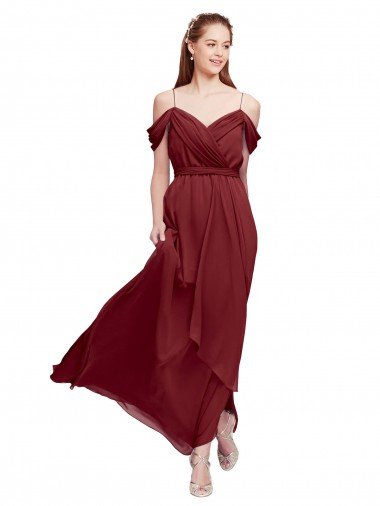 Shop Grecian Inspired Draped Off the Shoulder Long Chiffon Bridesmaid Dress London