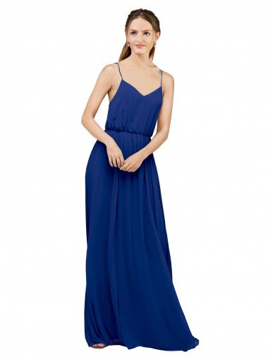 Shop Long Chiffon Bridesmaid Dress with Spaghetti Strap Bodice London