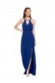 High Keyhole Neck Long Chiffon Bridesmaid Dress with Slit