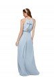 High Keyhole Neck Long Chiffon Bridesmaid Dress with Slit