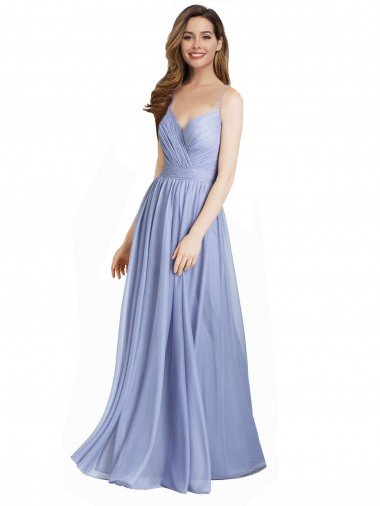 Shop Ruched Criss Over Bodice Chiffon Bridesmaid Dress with Lace Open Back London
