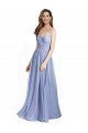 Ruched Criss Over Bodice Chiffon Bridesmaid Dress with Lace Open Back