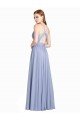 Ruched Criss Over Bodice Chiffon Bridesmaid Dress with Lace Open Back