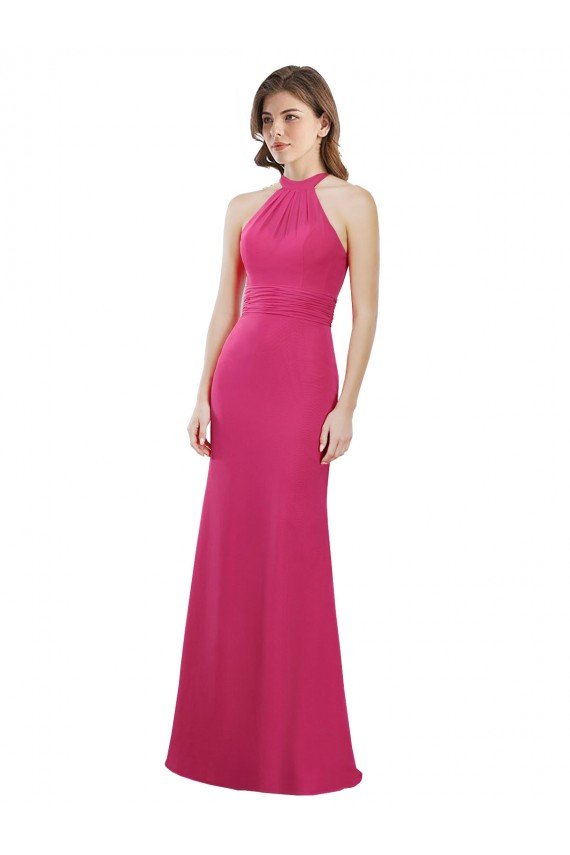 Slim A-Line Long Chiffon Bridesmaid Dress with Strappy Back