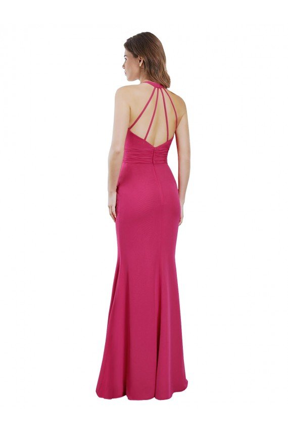 Slim A-Line Long Chiffon Bridesmaid Dress with Strappy Back