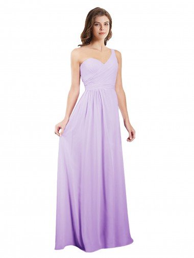 Shop Draped One Shoulder A-Line Long Chiffon Bridesmaid Dress London