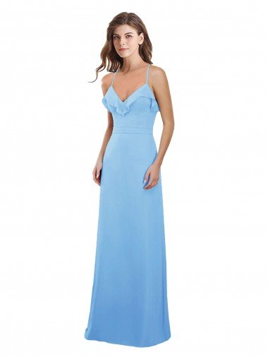 Shop Slim Chiffon Bridesmaid Dress with Ruffled Sweetheart Neckline London
