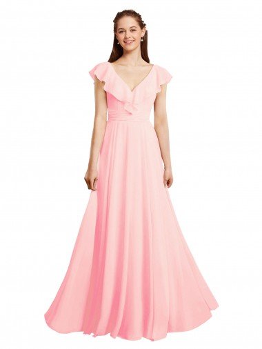 Shop Chiffon A-Line Dress with Full Circle Skirt and Gathered Waistband London