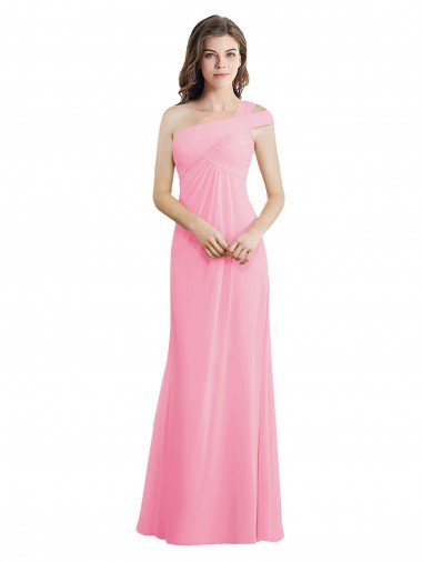 Shop Single Shoulder Chiffon Bridesmaid Dress with Draped Bodice London