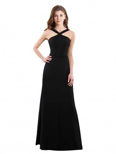 Shop Chiffon A-Line Bridesmaid Dress with Criss Cross Halter Top London