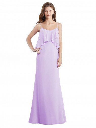 Shop Scoop Neck Long Chiffon Bridesmaid Dress with Cross Over Neckline Flounce London
