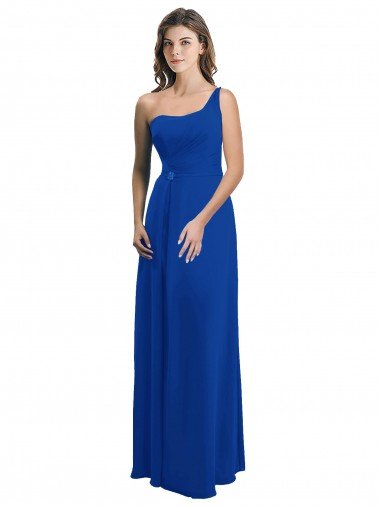 Shop One Shoulder A-Line Chiffon Bridesmaid Dress with Pleated Bodice London