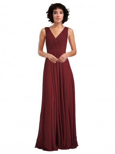 Shop Sleeveless V-Neck Pleated Chiffon Bridesmaid Dress London