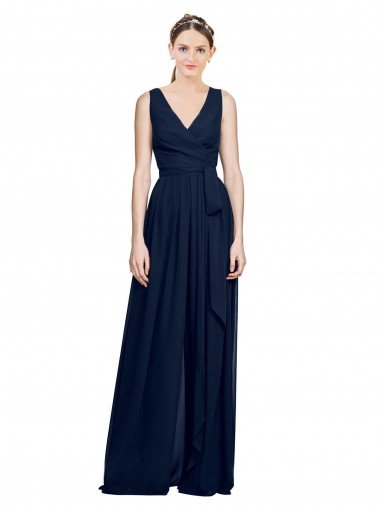 Shop V-Neck Ruched Chiffon Bridesmaid Dress with Waistband London