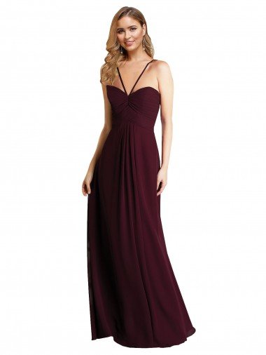 Shop Long Chiffon Bridesmaid Dress with Sweetheart Neckline London