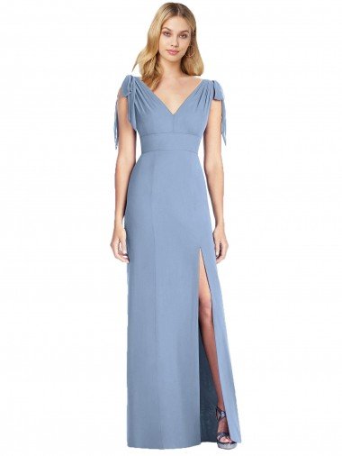 Shop Bow-Shoulder Sleeveless Deep V-Back Mermaid Bridesmaid Dress London