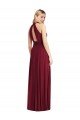 High-Neck Open Back Shirred Halter Maxi Bridesmaid Dress