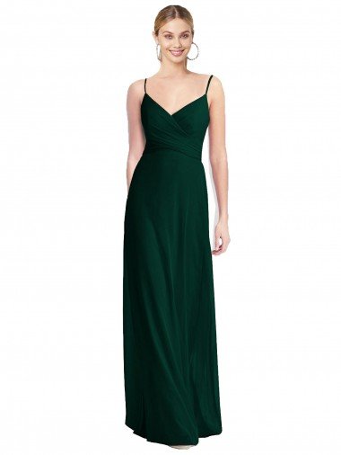 Shop Wide V-Neck Long Spaghetti Strap Chiffon Bridesmaid Dress London