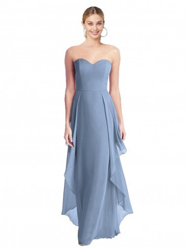 Shop Strapless Chiffon Bridesmaid Dress with Skirt Overlay London
