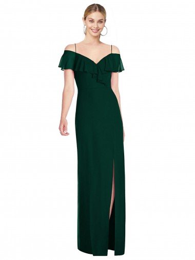 Shop Ruffled Cold-Shoulder Maxi Chiffon Bridesmaid Dress London
