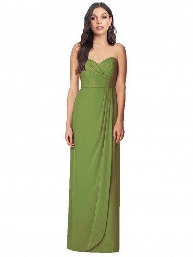 Shop Side Front Slit Draped Strapless Chiffon Bridesmaid Dress London