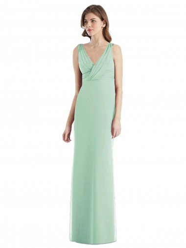 Shop Sleek Open Back Chiffon V-Neck Bridesmaid Dress London