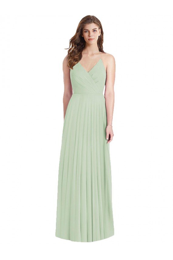 Ruffled Strap Cutout Wrap Maxi Chiffon Bridesmaid Dress