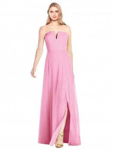 Shop Strapless Notch Chiffon Maxi Bridesmaid Dress London