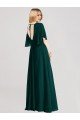Full-Length Flutter Sleeves Plunging V Back Chiffon Bridesmaid Dress