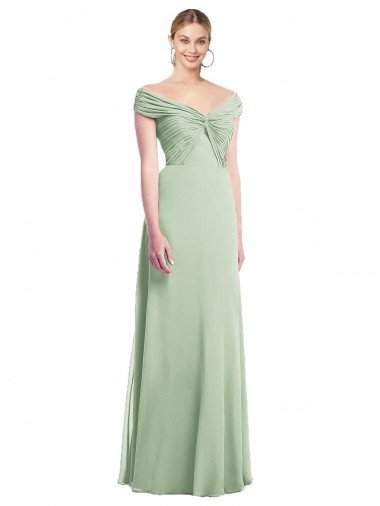 Shop Draped Off the Shoulder Lux Chiffon Bridesmaid Dress London