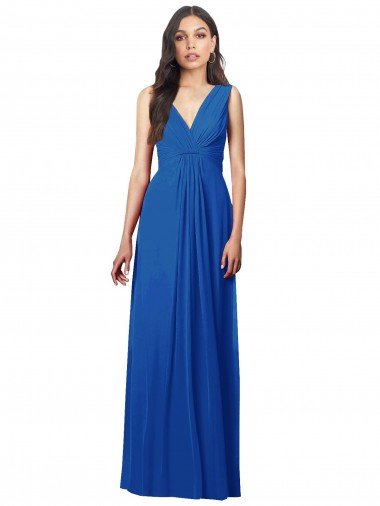 Shop Draped V-Neck Shirred Chiffon Maxi Bridesmaid Dress London