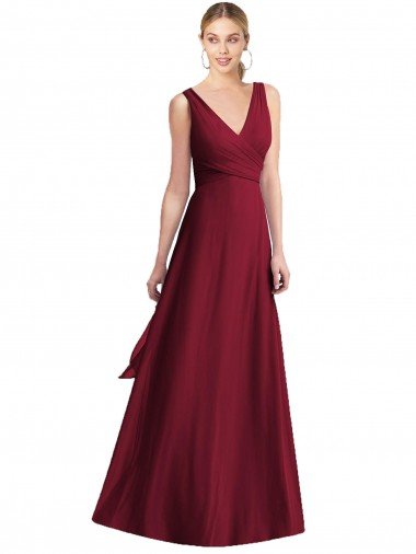Shop Sleeveless V-Neck Chiffon Wrap Bridesmaid Dress London