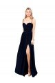 Draped A-Line Chiffon Formal Bridesmaid Dress with Spaghetti Straps and High Slit