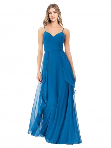 Shop Simple Sweetheart Chiffon Bridesmaid Dress with Cascading Overlay London