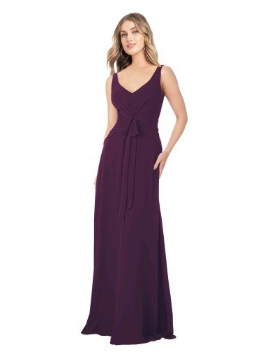 Shop Long Chiffon Bridesmaid Dress with Front Bow London