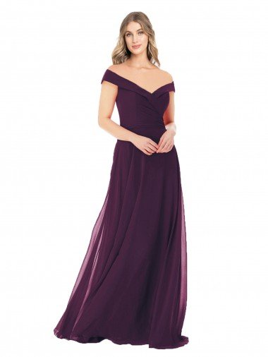 Shop Classic Off the Shoulder Draped Chiffon Bridesmaid Dress London