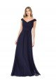 Off the Shoulder Classic Chiffon Bridesmaid Dress with Draped Bodice