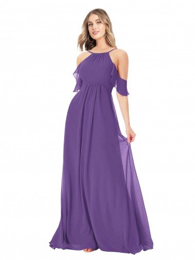 Shop Cold Shoulder Flutter Sleeves Chiffon Bridesmaid Dress London