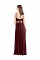 Sleek Fit and Flare Long Scoop Neck Chiffon Bridesmaid Dress with High Side Slit