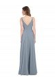 Fitted V-Neckline Long Chiffon Bridesmaid Dress with V-Back