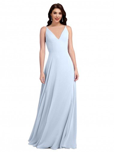 Shop Long Floor Length V-Neck Chiffon Bridesmaid Dress with Keyhole Back London