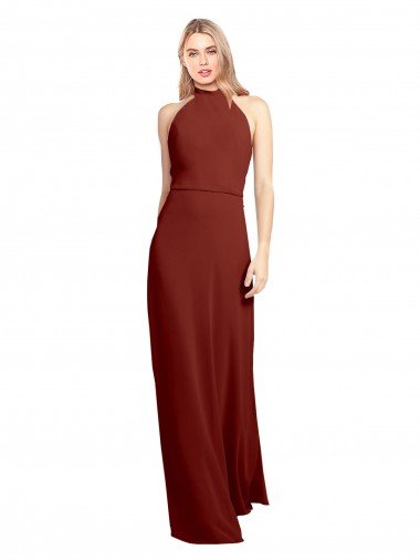 Shop Slim High Neck Halter Fitted Open Back Chiffon Bridesmaid Dress / Prom Dress London