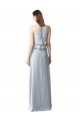 High Narrow Neck Long Chiffon Bridesmaid Dress with Tiered Ruffles