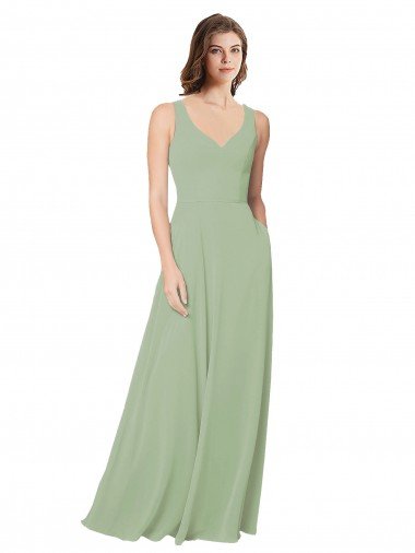 Shop A-Line Open Back Chiffon Bridesmaid Dress with Pockets London