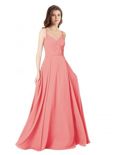 Shop Crossover Bodice Long Chiffon Bridesmaid Dress with Double Back Straps London